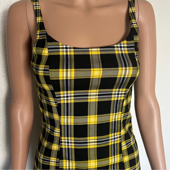 Clueless / Cher Horowitz Black & Yellow Plaid 90s Style Sheath Dress size S - Picture 4 of 9